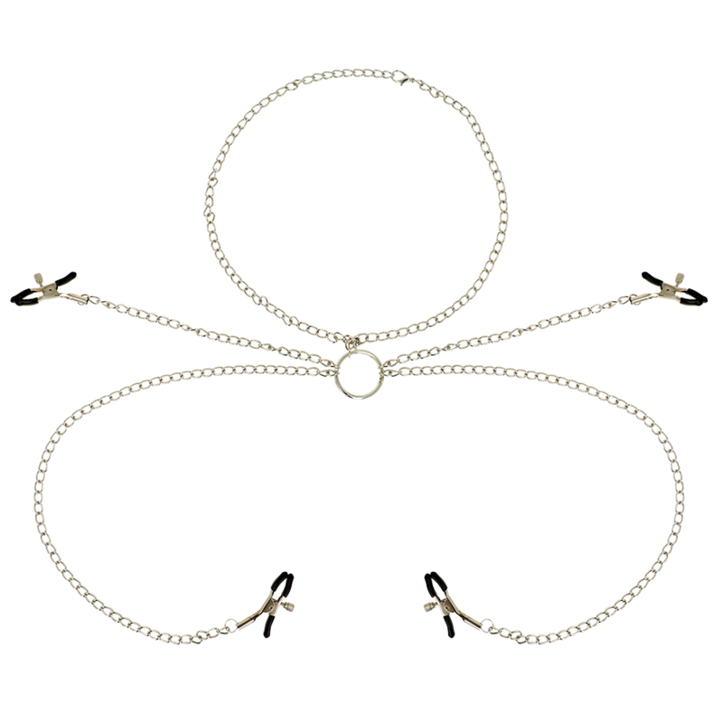 OHMAMA FETISH 4 NIPPLE CLAMPS WITH CHAIN COLLAR