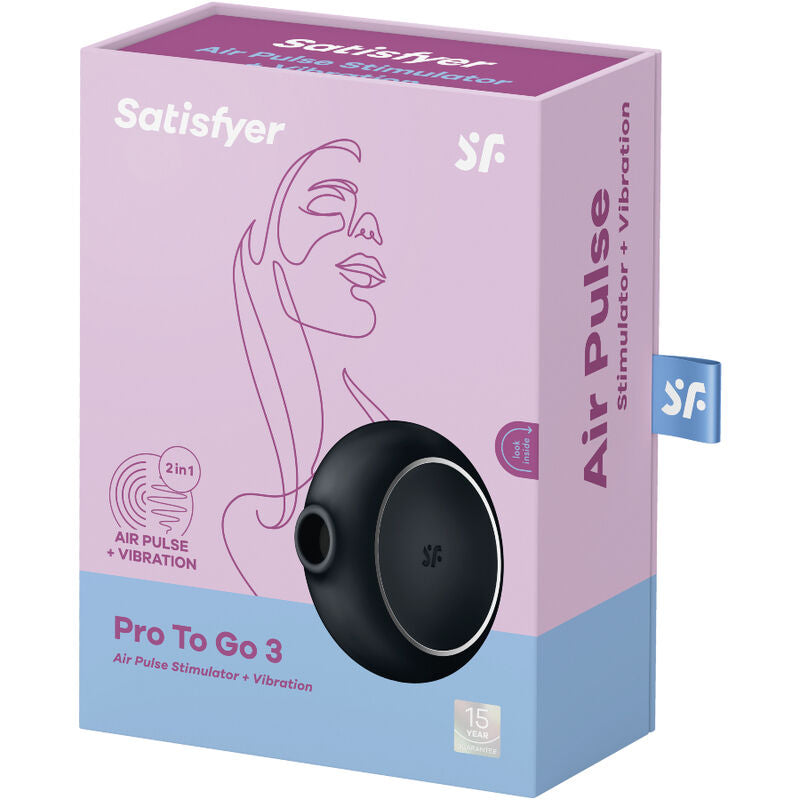 SATISFYER - AIR PULSE PRO TO GO 3 BLACK DOUBLE STIMULATOR AND VIBRATOR