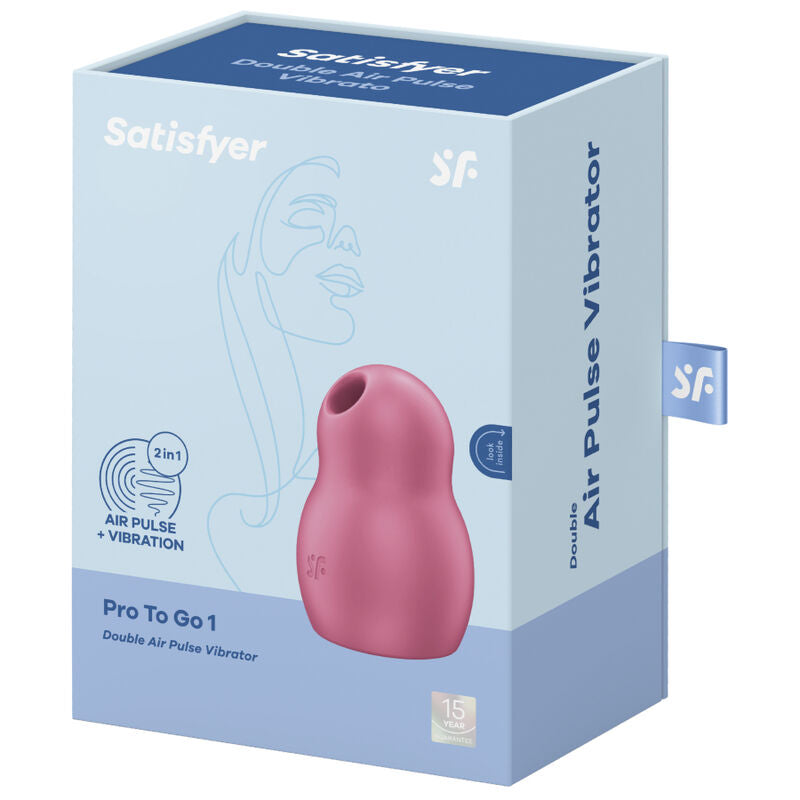 SATISFYER - AIR PULSE PRO TO GO 1 DOUBLE STIMULATOR AND VIBRATOR RED