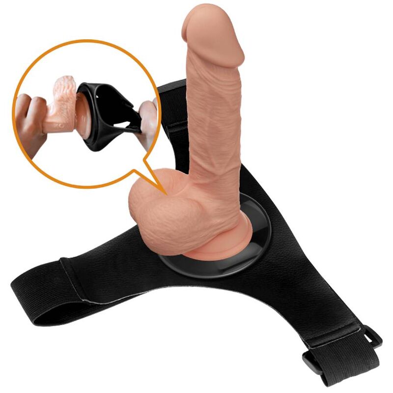 PRETTY LOVE - UNIVERSAL HARNESS BRIEFS WITH JERRY 21.8 CM NATURAL DILDO