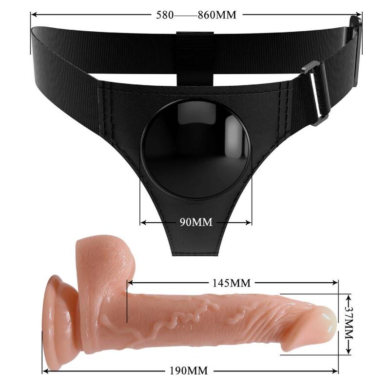 PRETTY LOVE - UNIVERSAL HARNESS BRIEFS WITH KEVIN 19 CM NATURAL DILDO