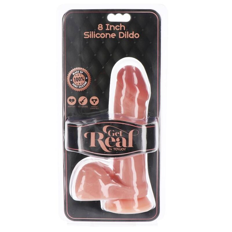 GET REAL - 20.5 CM SILICONE DILDO WITH SKIN BALLS