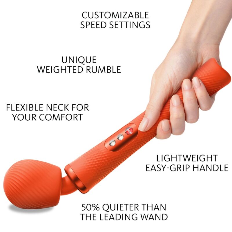 FUN FACTORY - VIM SILICONE RECHARGEABLE VIBRANT LESTÉ RUMBLE WAND SUNRISE ORANGE