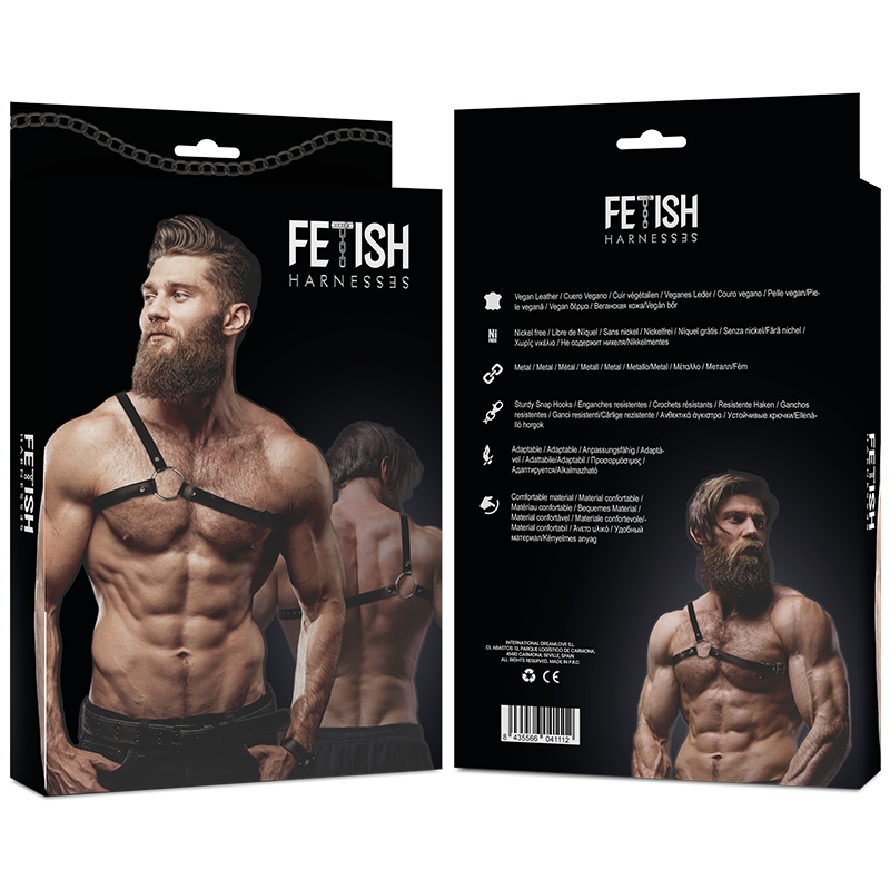 FETISH SUBMISSIVE - ECO-FRIENDLY LEATHER HARNESS FOR MEN CROSS SHOULDERS ATTITUDE