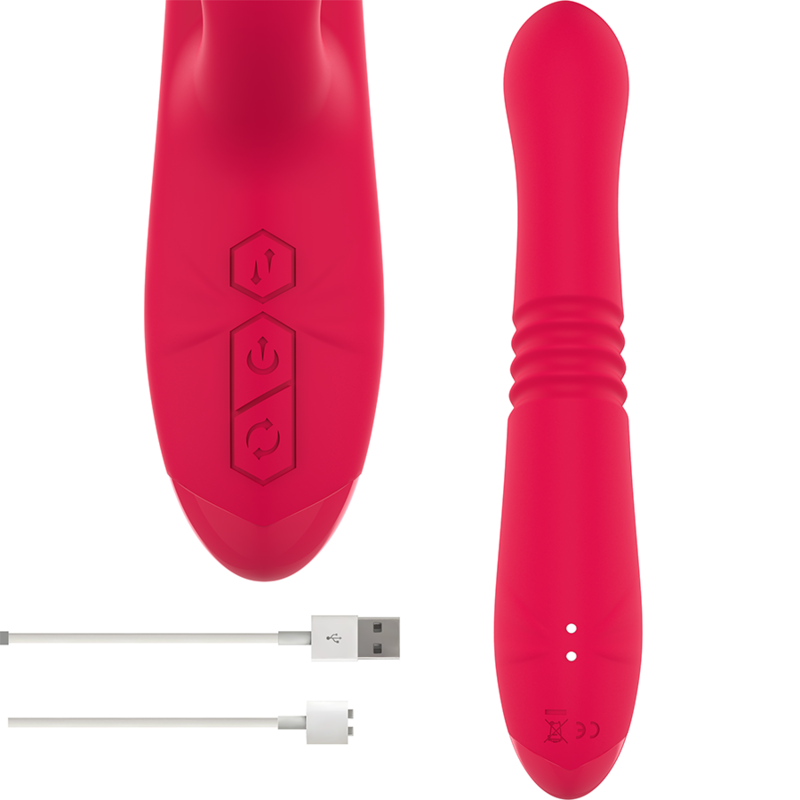 INTENSE - RECHARGEABLE MULTIFUNCTION DUA UP & DOWN VIBRATOR WITH RED TONGUE