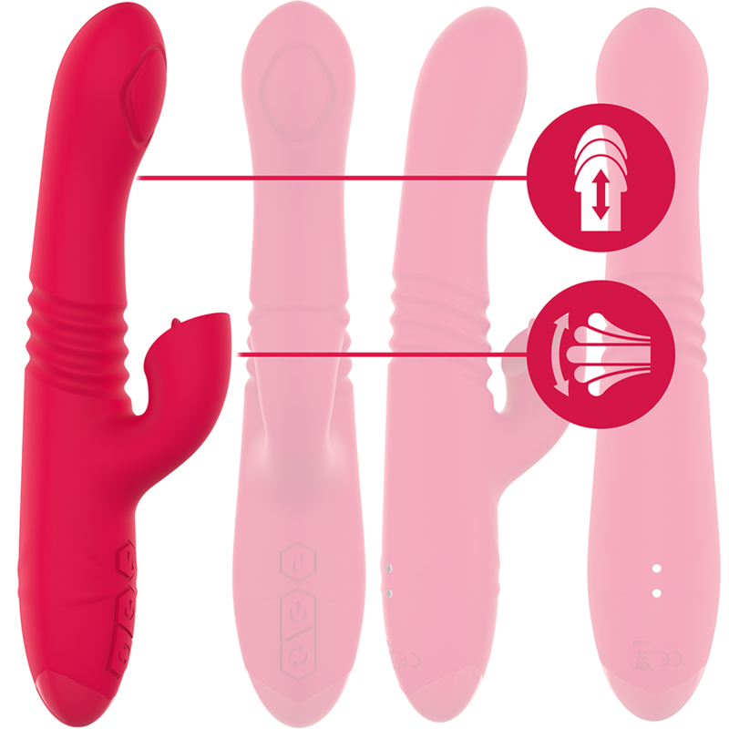 INTENSE - RECHARGEABLE MULTIFUNCTION DUA UP & DOWN VIBRATOR WITH RED TONGUE