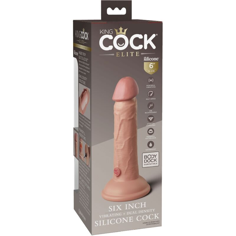 KING COCK - ELITE 15.2 CM REALISTIC VIBRATING & SILICONE DILDO