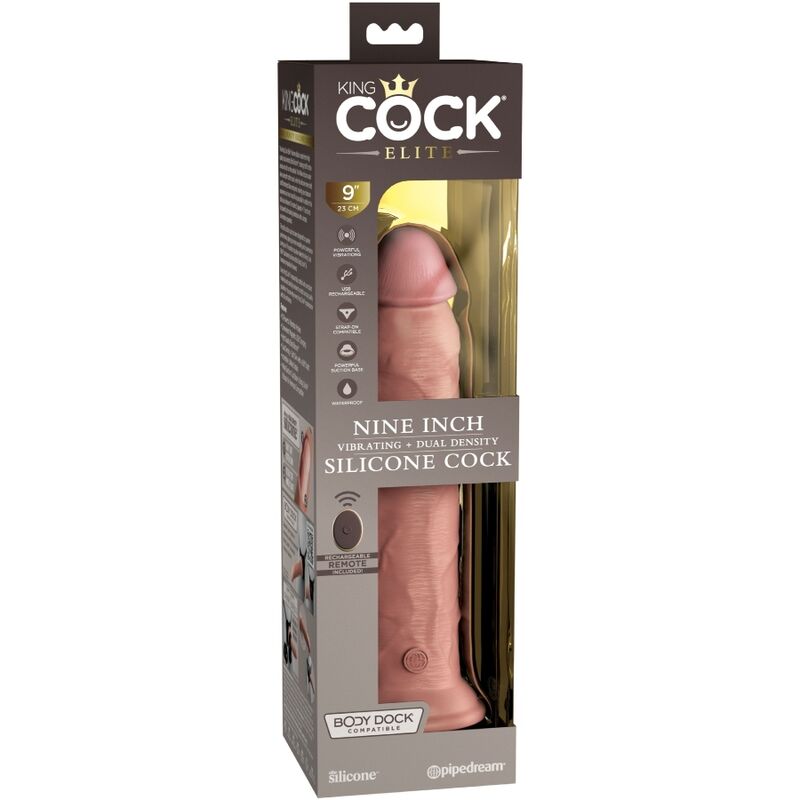 KING COCK - ELITE 23 CM REALISTIC & REMOTE CONTROL SILICONE DILDO VIBRATOR