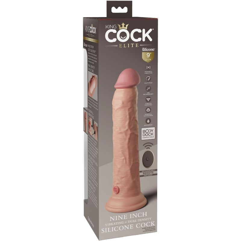 KING COCK - ELITE 23 CM REALISTIC & REMOTE CONTROL SILICONE DILDO VIBRATOR
