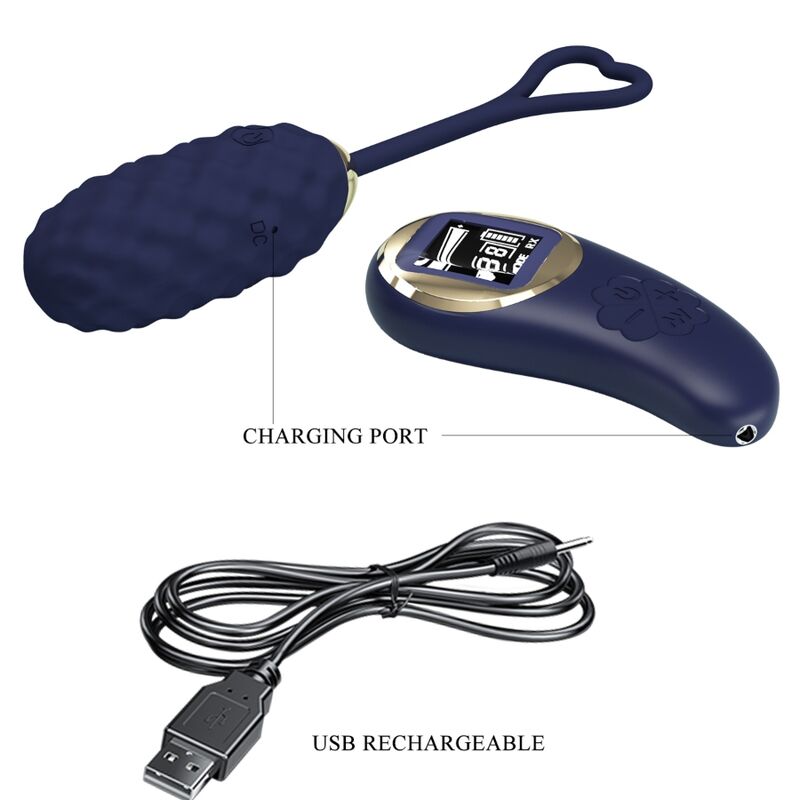 PRETTY LOVE - VIBRATING EGG WITH REMOTE CONTROL VIVIAN BLUE