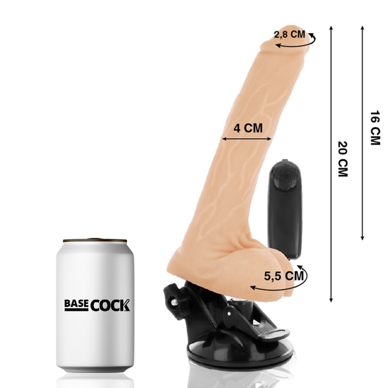 BASECOCK - REALISTIC NATURAL VIBRATOR WITH REMOTE CONTROL WITH TESTICLES 20 CM -O- 4 CM
