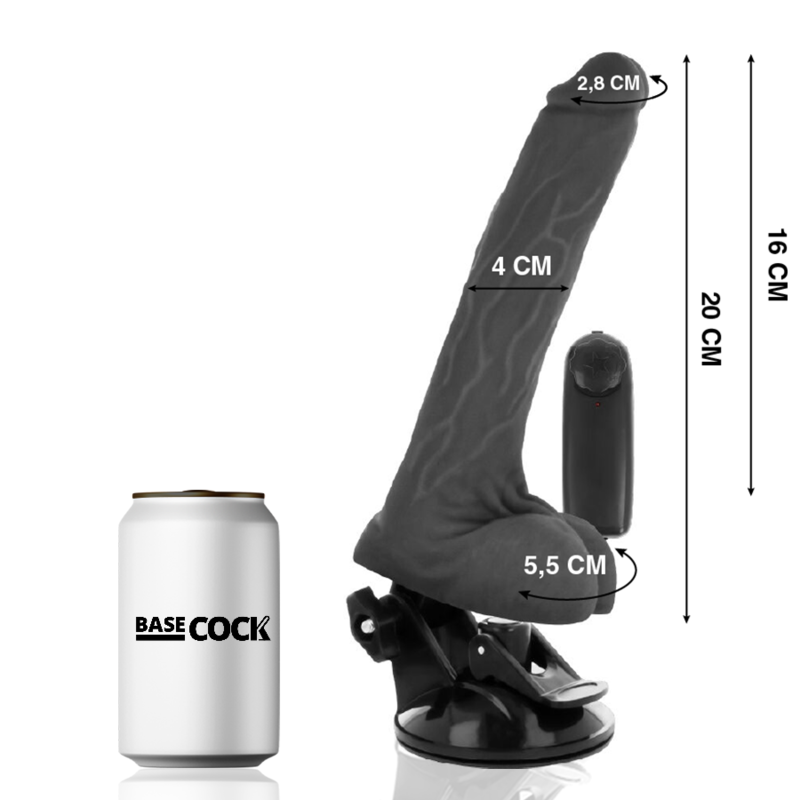 BASECOCK - REALISTIC NATURAL VIBRATOR WITH REMOTE CONTROL WITH TESTICLES 20 CM -O- 4 CM
