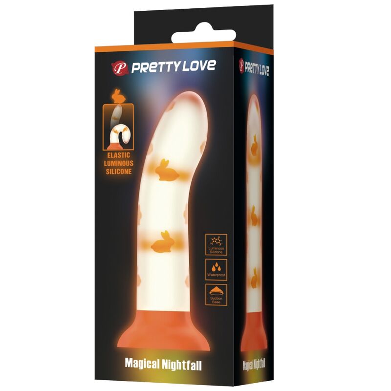 PRETTY LOVE - NIGHTFALL MAGIC DILDO WITHOUT VIBRATION LIGHT ORANGE