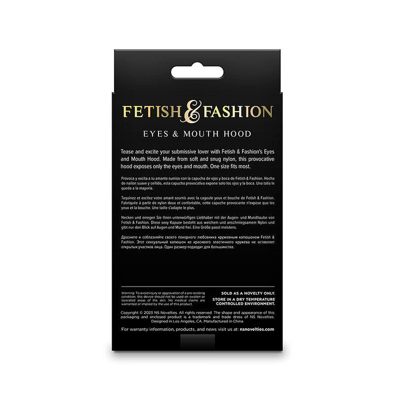 NS NOVELTIES - FETISH & FASHION BLACK NYLON EYE AND MOUTH HOOD
