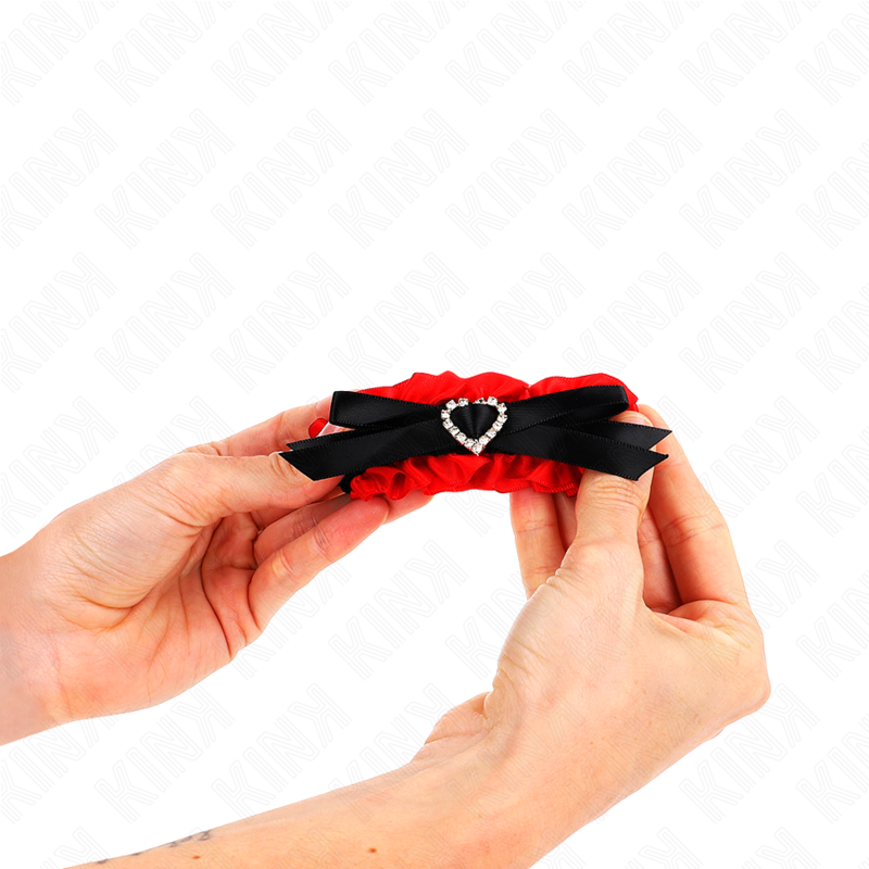 KINK - ELASTIC LACE CUFF WRISTWRAPS WITH RED HEART DETAILS ADJUSTABLE 22-35 CM
