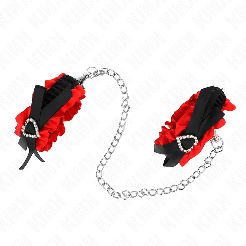 KINK - ELASTIC LACE CUFF WRISTWRAPS WITH RED HEART DETAILS ADJUSTABLE 22-35 CM
