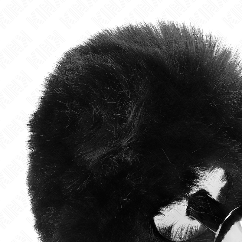 KINK - 7 x 3 CM STAINLESS STEEL PLUG WITH 8 CM BLACK FAUX FUR BUNNY TAIL