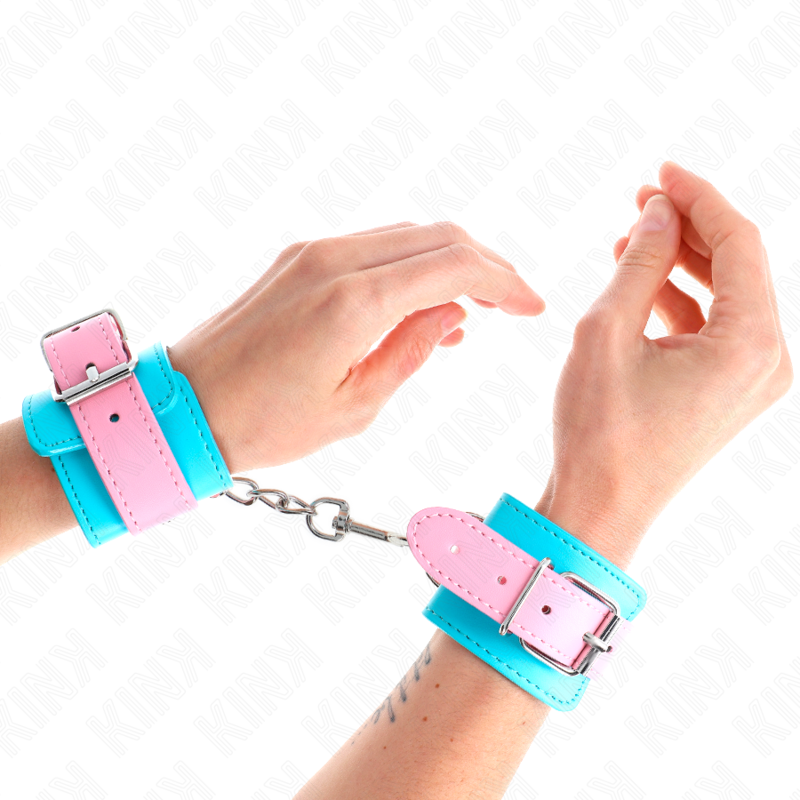 KINK - CUTE BLUE/PINK ADJUSTABLE CUFF CUFFS 16-28 CM X 5 CM