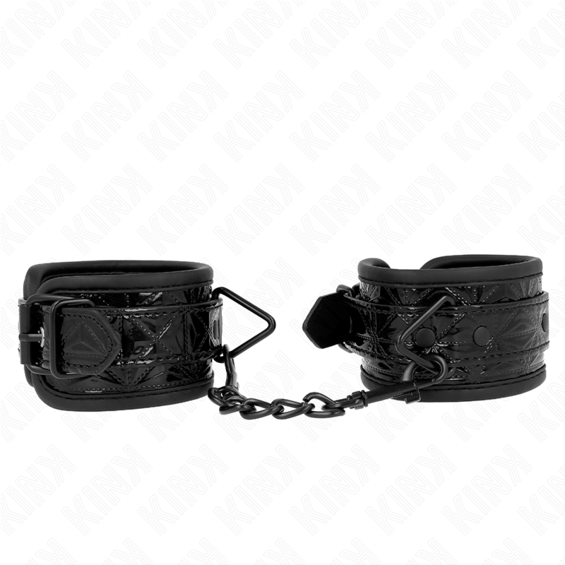 KINK - Adjustable Black Diamond Pattern Wrist Restraints 17-26 cm x 5.5 cm