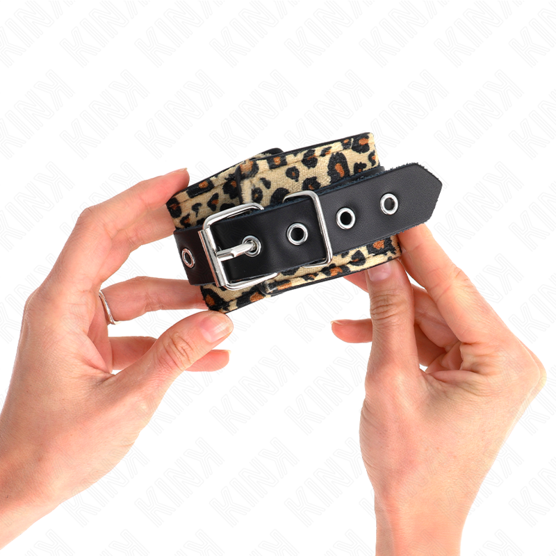 KINK - Adjustable Genuine Leopard Leather Wrist Restraint 18-29 cm x 5.5 cm