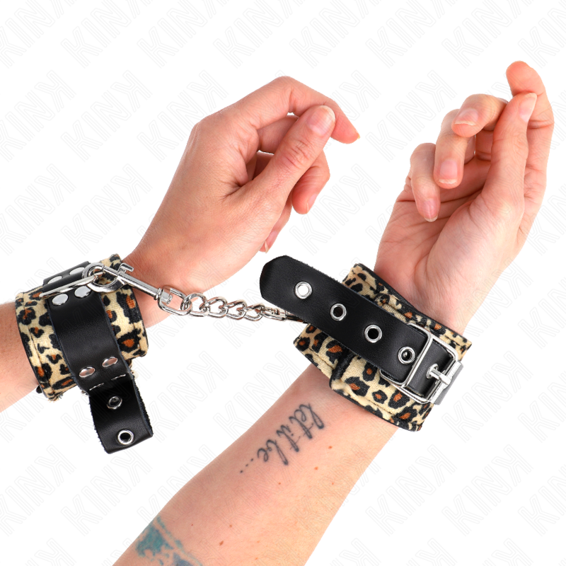 KINK - Adjustable Genuine Leopard Leather Wrist Restraint 18-29 cm x 5.5 cm