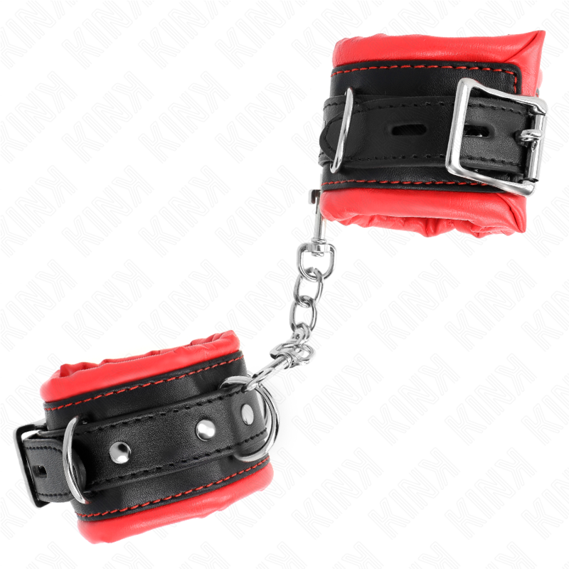 KINK - HEAVY DUTY WRIST RESTS LINED WITH RED FUR ADJUSTABLE 20-30 CM X 6 CM