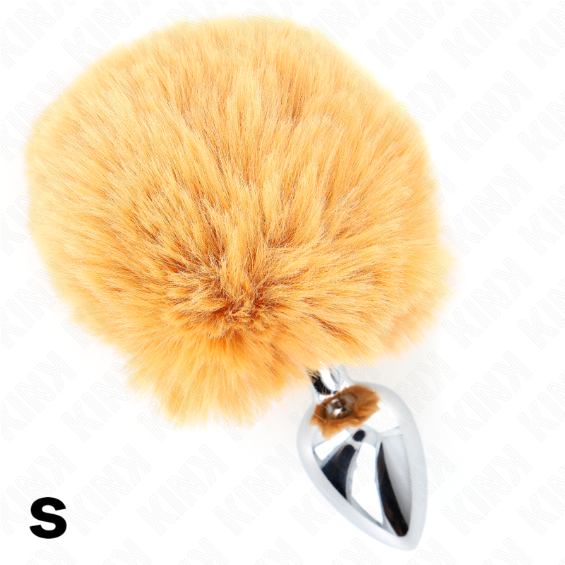 KINK - 7 x 3 CM STAINLESS STEEL PLUG WITH 8 CM BEIGE FAUX FUR BUNNY TAIL