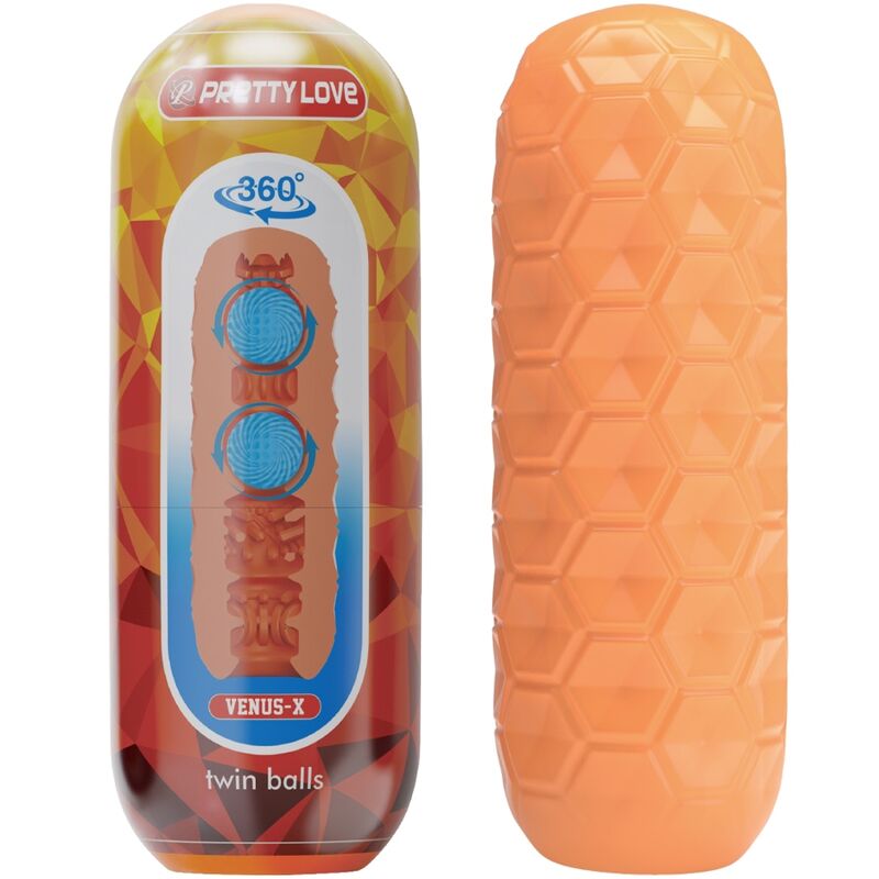 PRETTY LOVE - ORANGE TWO-BALL MALE MASTURBATOR