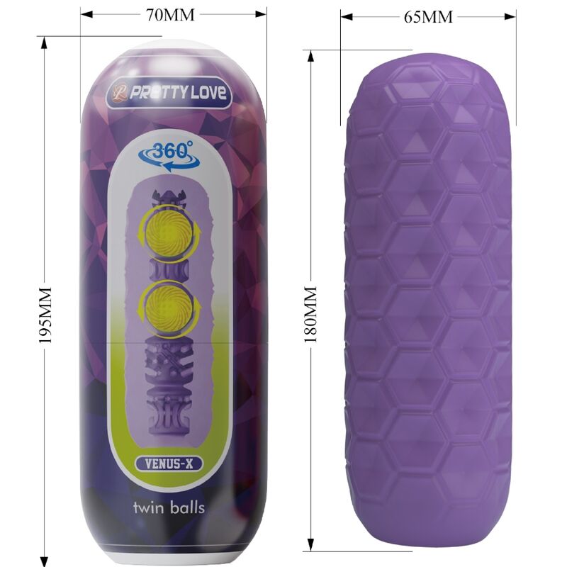 PRETTY LOVE - PURPLE DOUBLE BALL MALE MASTURBATOR