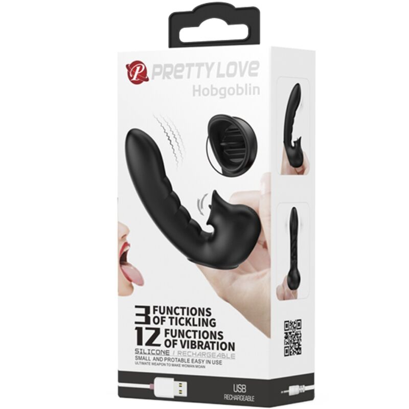 PRETTY LOVE - HOBGOBLIN VIBRATING FINGER BOX 12 VIBRATIONS + BLACK CLITORIS STIMULATOR