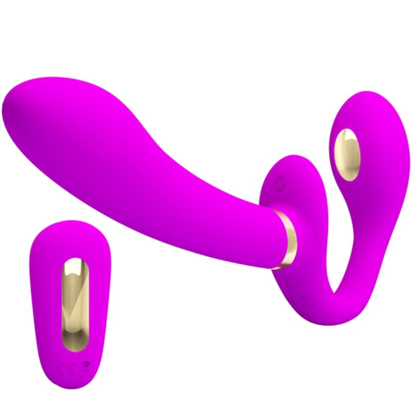 PRETTY LOVE - THUNDERBIRD DOUBLE STRAP-ON VIBRATOR WITH REMOTE CONTROL PURPLE