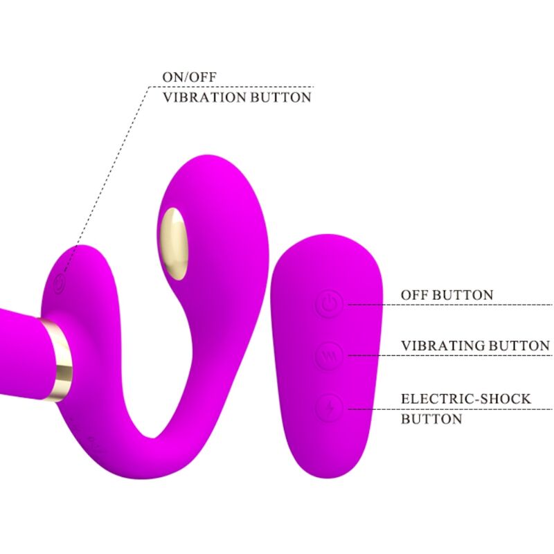 PRETTY LOVE - THUNDERBIRD DOUBLE STRAP-ON VIBRATOR WITH REMOTE CONTROL PURPLE