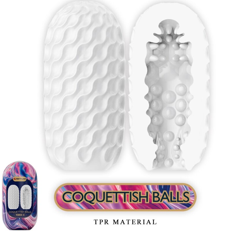 PRETTY LOVE - COQUETTISH BALLS WHITE SILICONE MALE MASTURBATOR