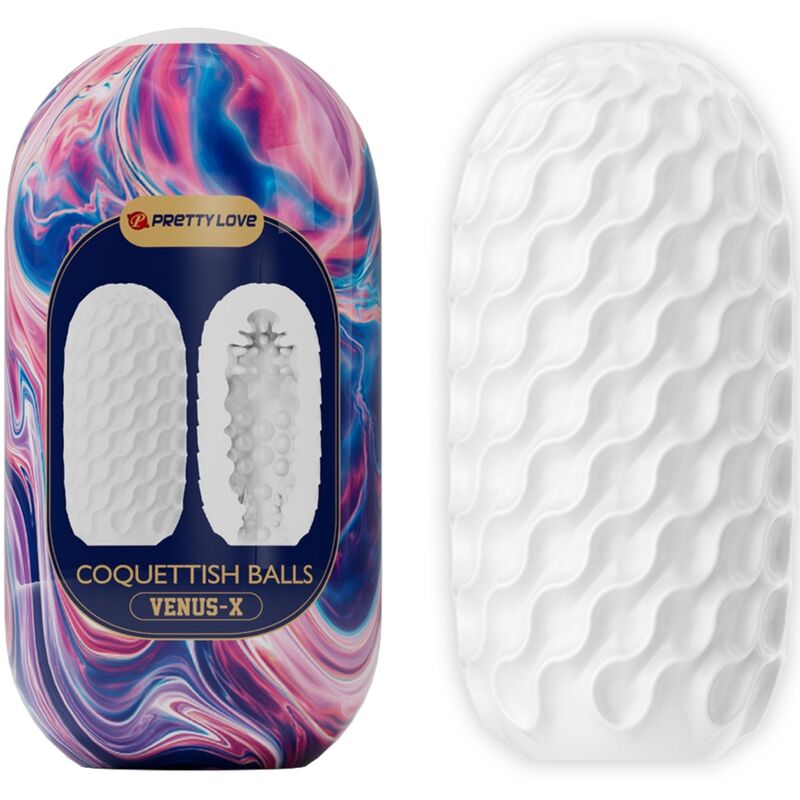 PRETTY LOVE - COQUETTISH BALLS WHITE SILICONE MALE MASTURBATOR