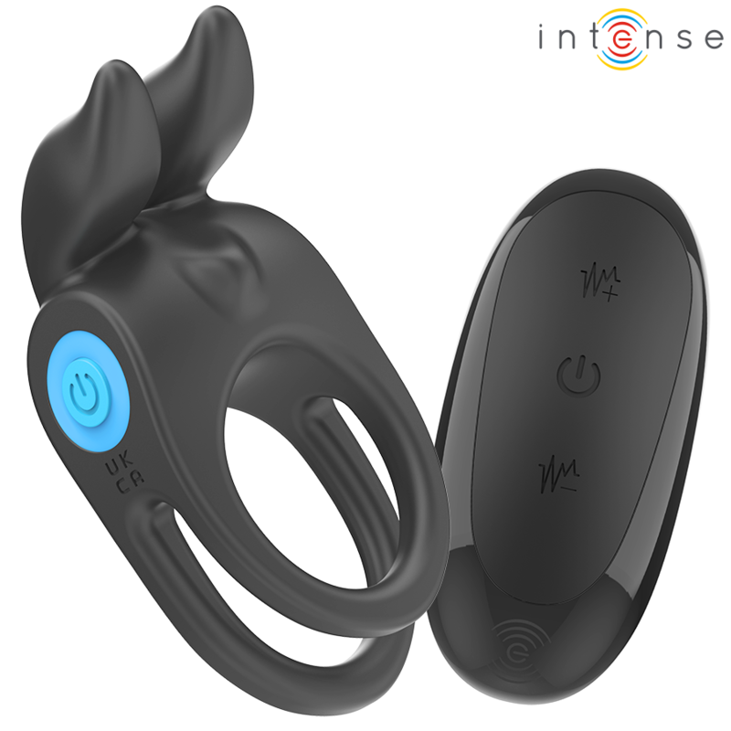 INTENSE - SAM DOUBLE PENIS RING VIBRATOR 10 VIBRATIONS BLACK