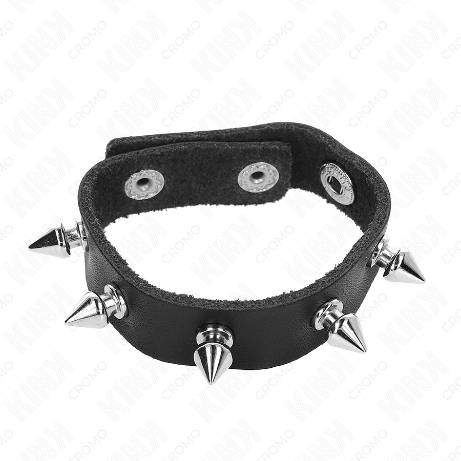 KINK - LEATHER PENIS RING WITH SPIKES 21.5 X 1.6 CM