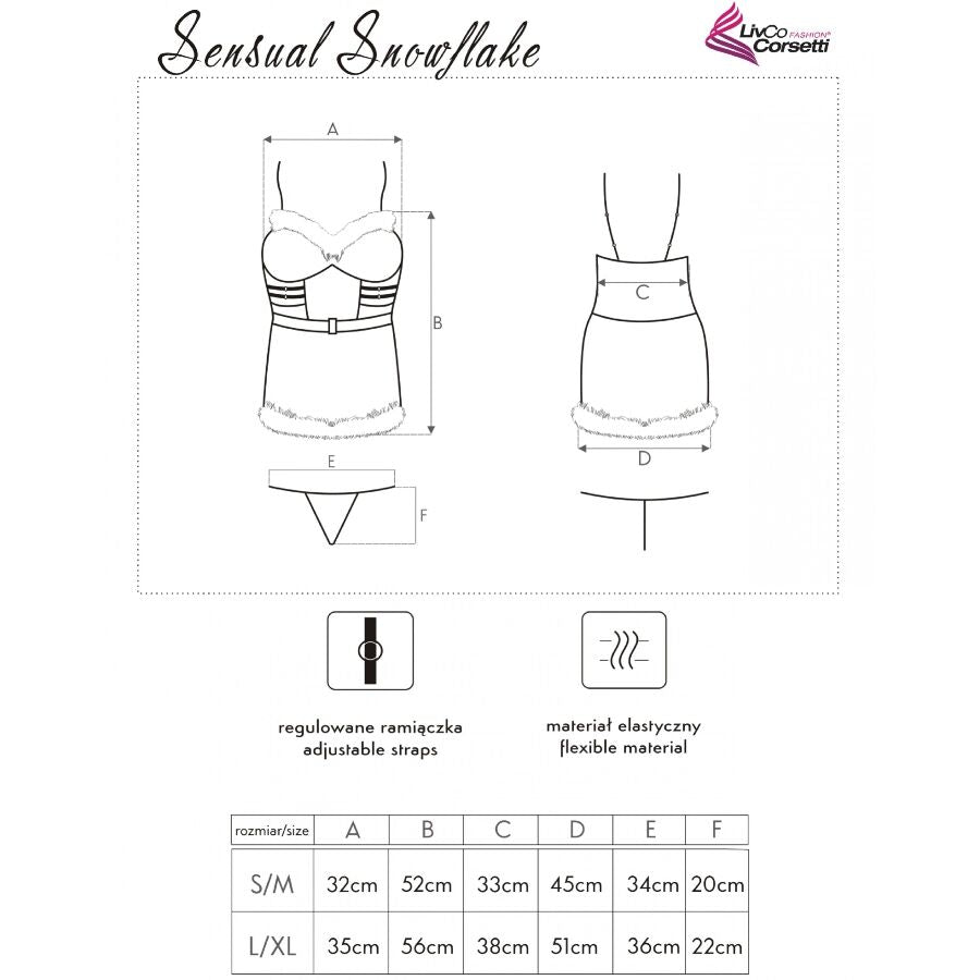 LIVCO CORSETTI FASHION - SENSUAL SNOWFLAKE LC 90603 CHEMISE DE NOËL + STRING + BANDEAU S/M