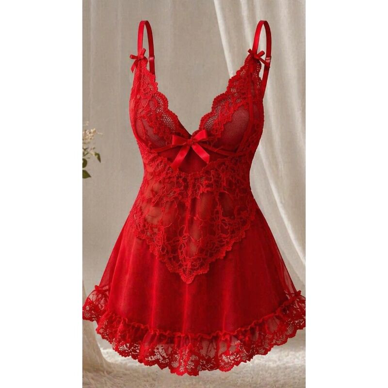 LIVCO CORSETTI FASHION - ENSEMBLE NUIT T-SHIRT + CULOTTE ROUGE 2028 L/XL