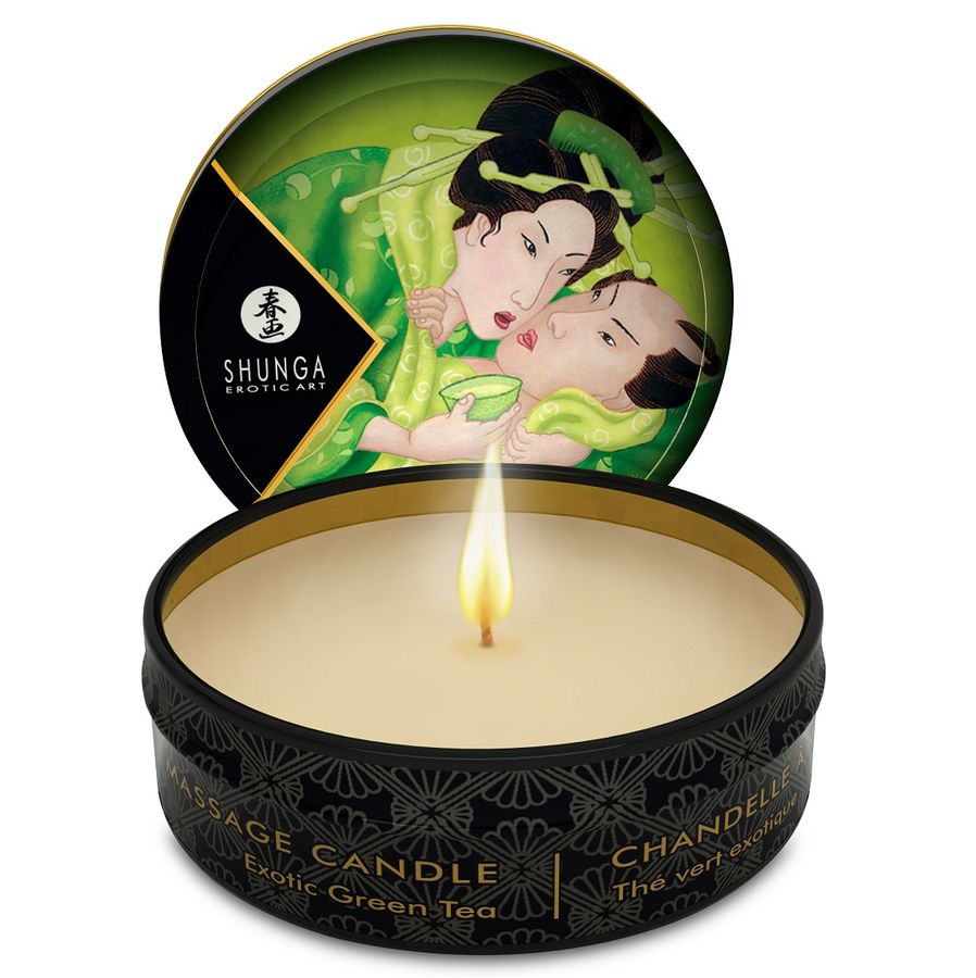 SHUNGA - MINI CARESS WITH GREEN T MASSAGE CANDLE 30 ML