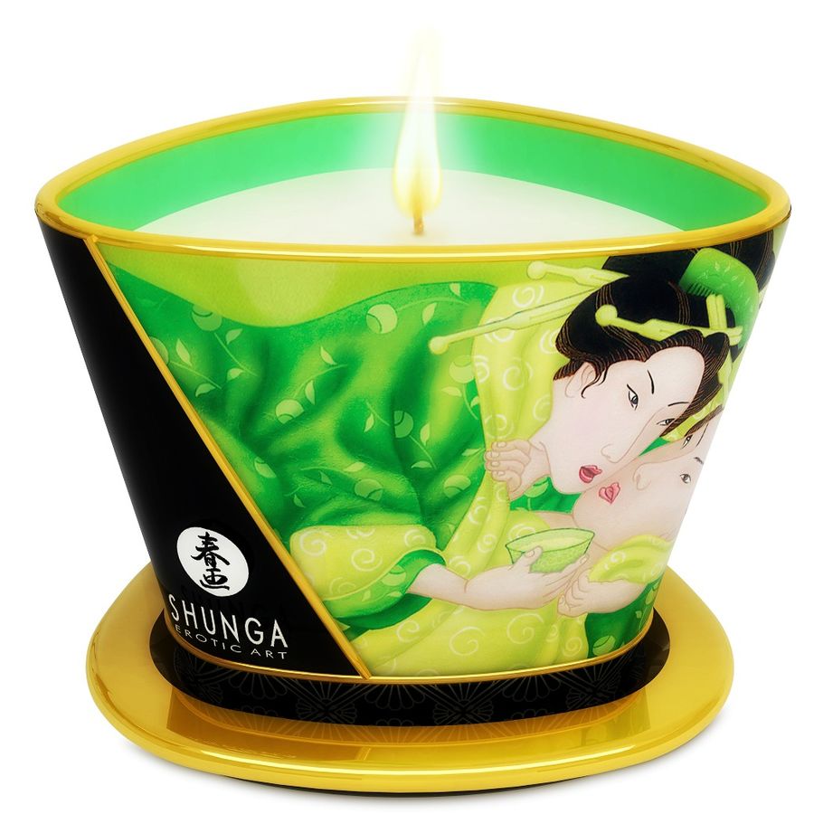 SHUNGA - MINI CARESS WITH GREEN T MASSAGE CANDLE 170 ML