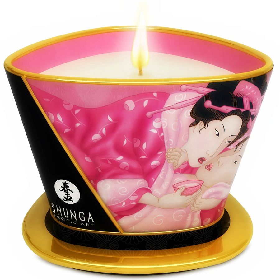 SHUNGA - MINI CANDLELIGHT CARESS MASSAGE CANDLE APHRODISIAC ROSES 170 ML