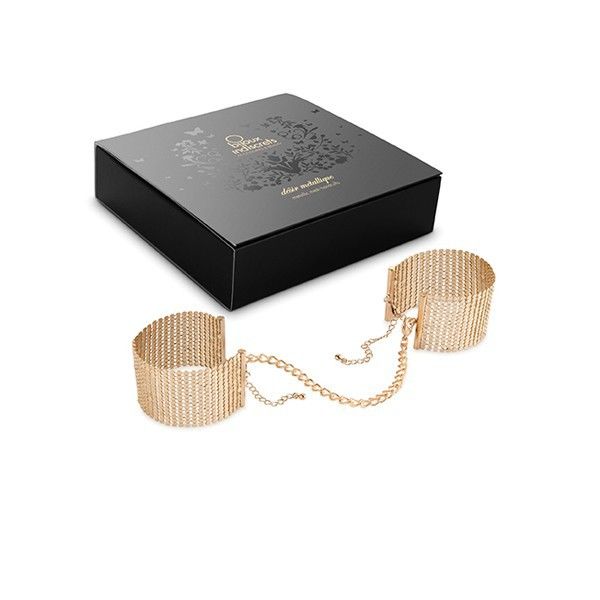JEWELRY - METALLIC DESIRE GOLD METAL MESH HANDCUFFS