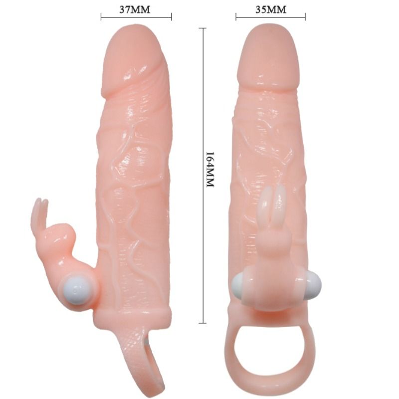BAILE - BRAVE MAN PENIS COVER WITH RABBIT FLESH AND DUAL MOTOR 16.5 CM