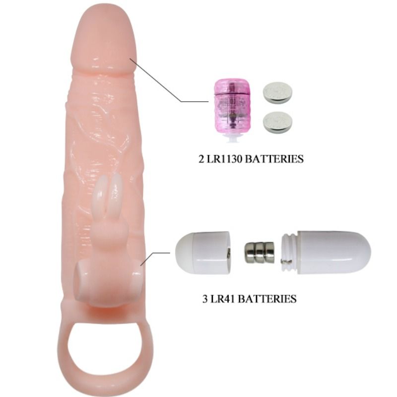 BAILE - BRAVE MAN PENIS COVER WITH RABBIT FLESH AND DUAL MOTOR 16.5 CM