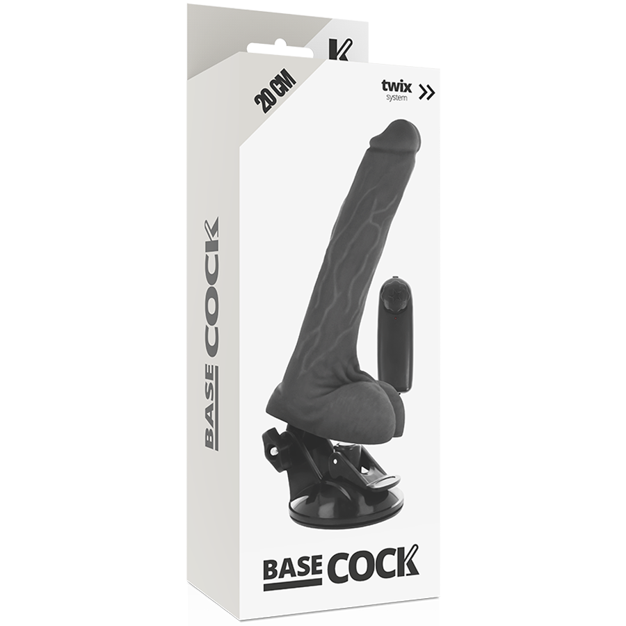 BASECOCK - REALISTIC NATURAL VIBRATOR WITH REMOTE CONTROL WITH TESTICLES 20 CM -O- 4 CM