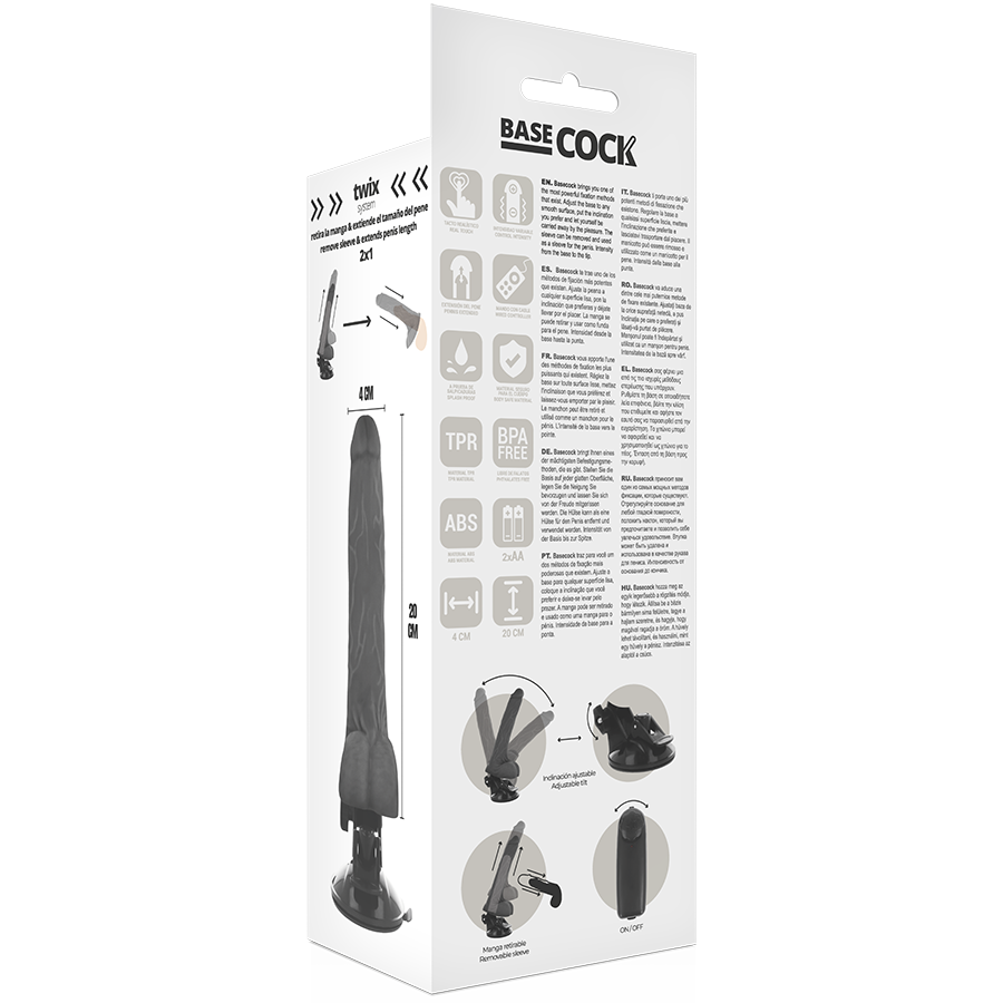 BASECOCK - REALISTIC NATURAL VIBRATOR WITH REMOTE CONTROL WITH TESTICLES 20 CM -O- 4 CM