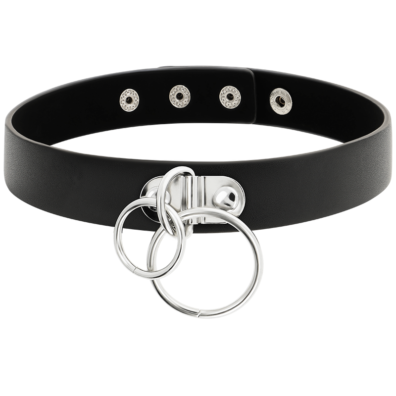 COQUETTE CHIC DESIRE - DOUBLE RING CHOKER IN VEGAN LEATHER