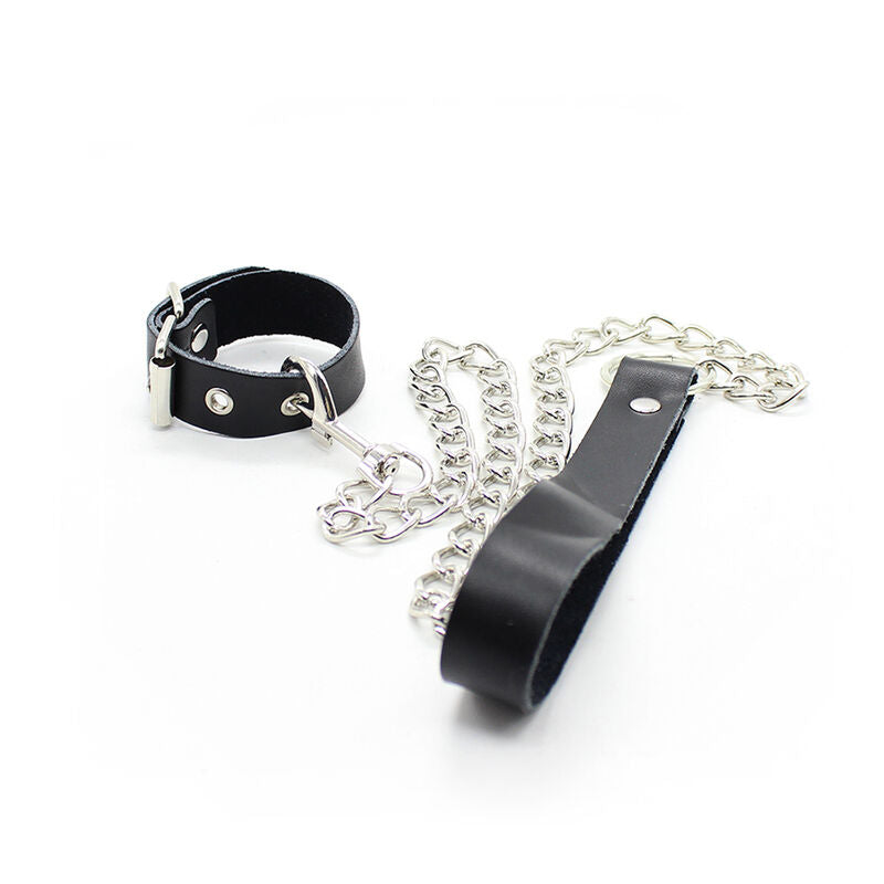 OHMAMA FETISH - PENIS COLLAR AND LEATHER BRACELET WITH METAL CHAIN