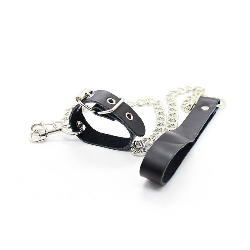 OHMAMA FETISH - PENIS COLLAR AND LEATHER BRACELET WITH METAL CHAIN