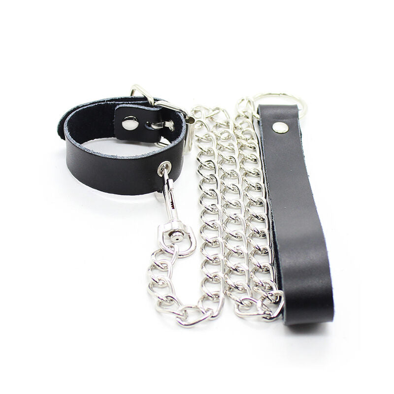 OHMAMA FETISH - PENIS COLLAR AND LEATHER BRACELET WITH METAL CHAIN